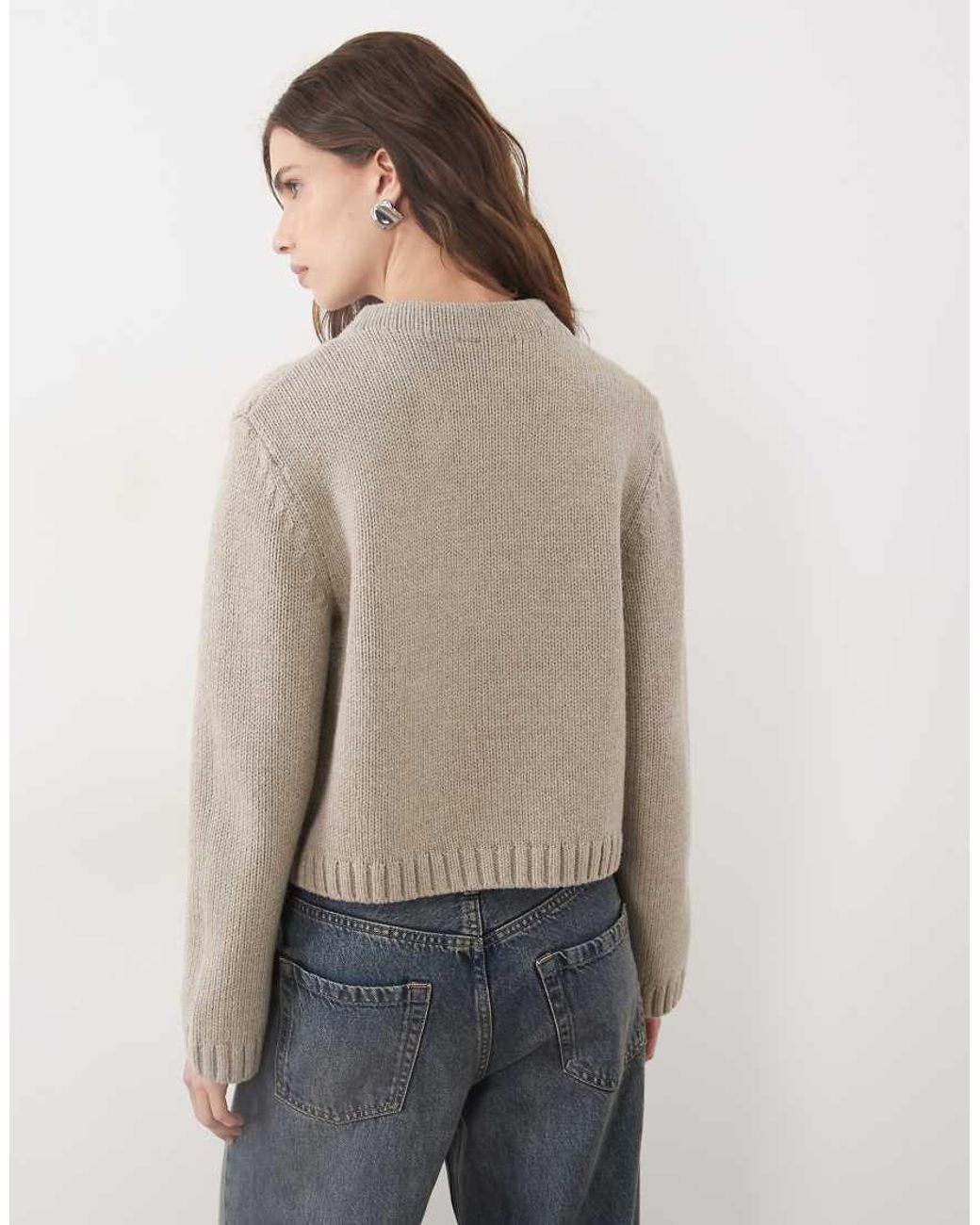 ARKET Natural Pure Wool Funnel Neck Cardigan