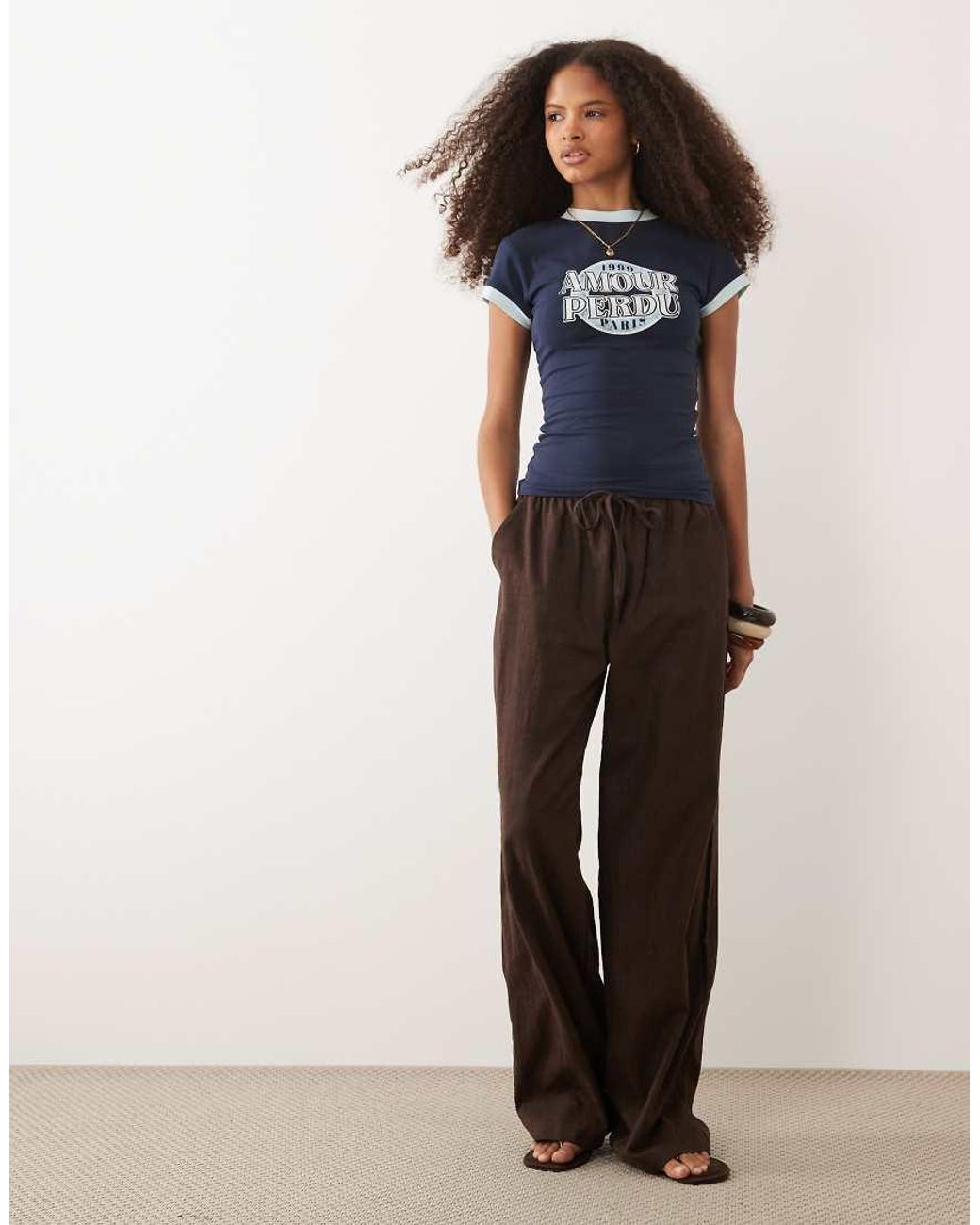 ASOS Black Baby Ringer Tee With Amour Perdu Graphic