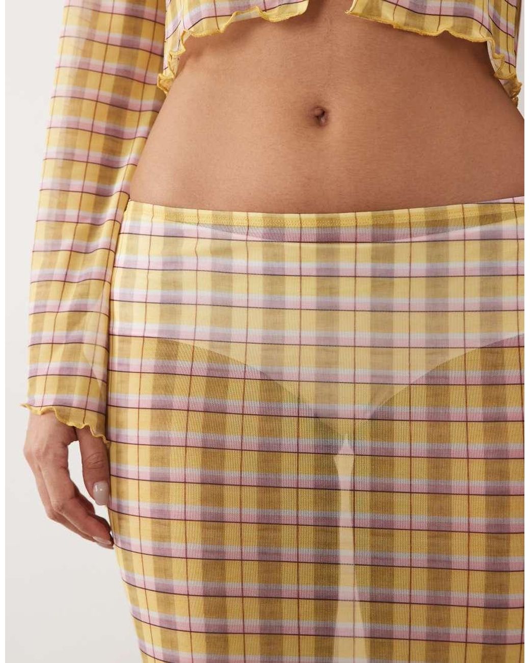 ASOS Natural Co-Ord Printed Mesh Maxi Skirt