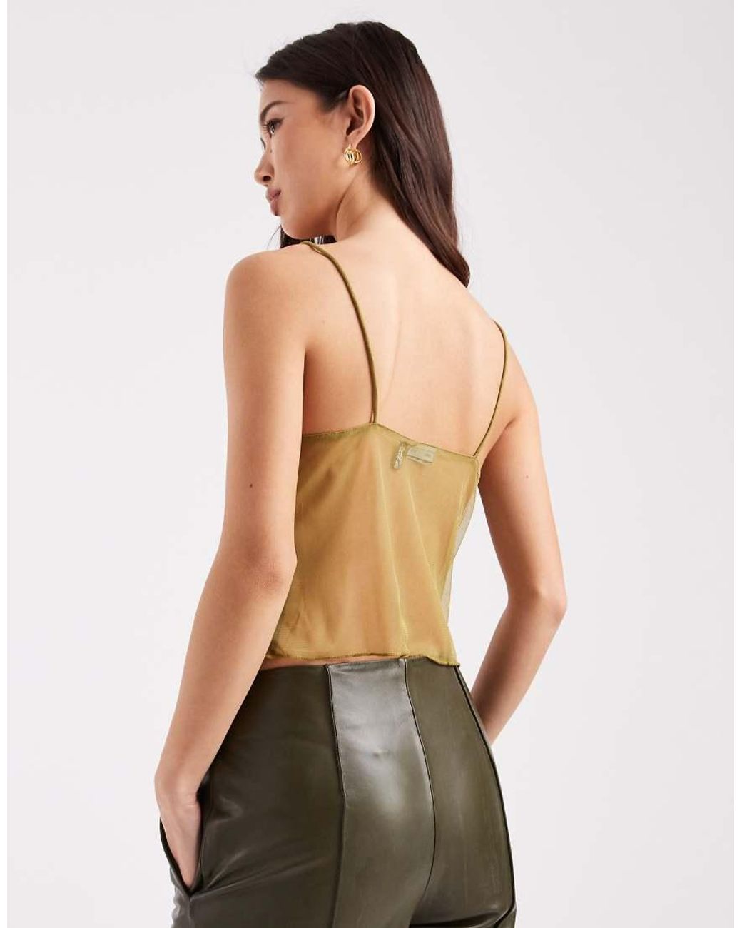 ASOS Green Scatter Sequin Mesh Cami Top