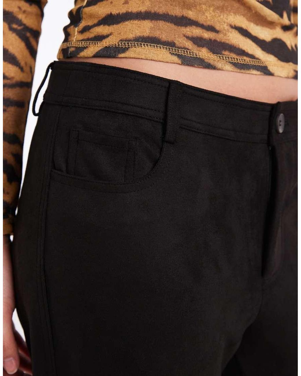 ONLY Black High Waist Faux Suede Straight Trousers