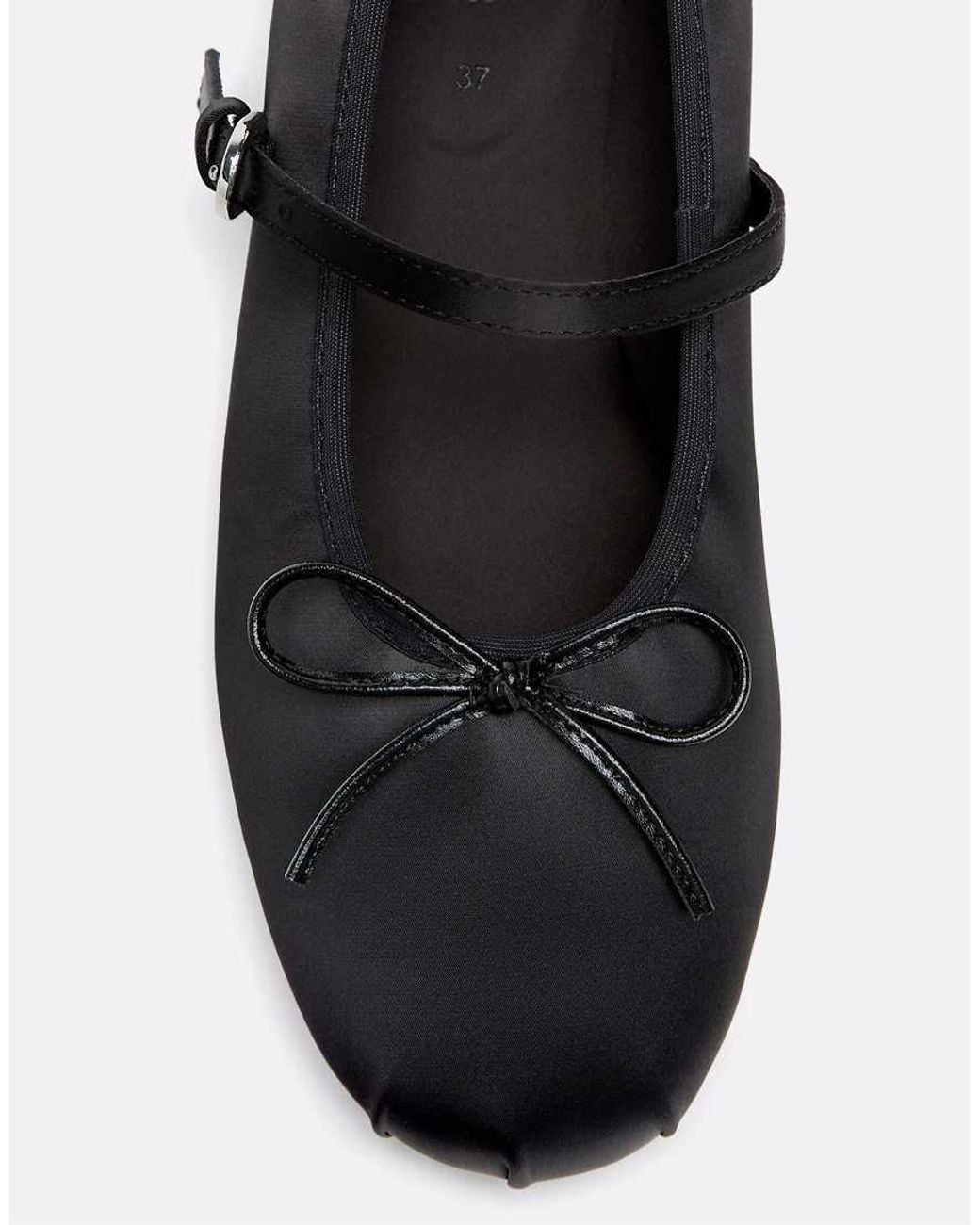 Stradivarius White Satin Buckle Ballet Flats