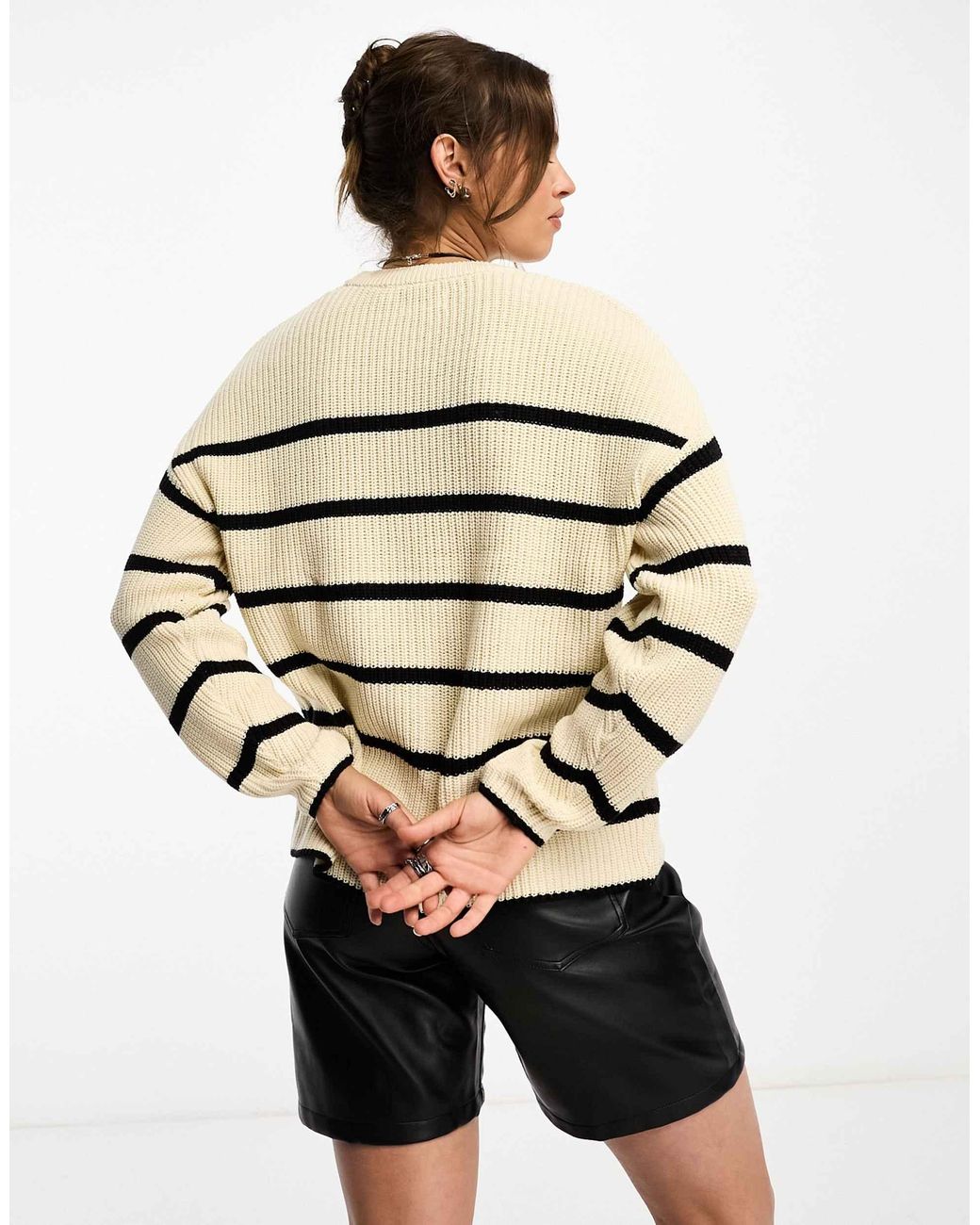 ONLY Natural – gestreifter pullover aus rippstrick