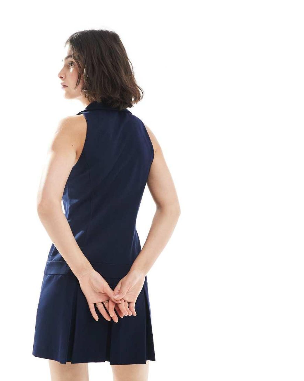 Miss Selfridge Blue Tailored Halter Neck Mini Dress