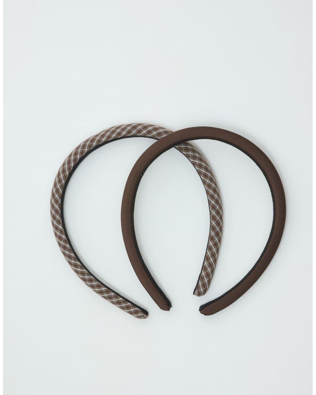 Accessorize Brown 2 Pack Check Satin Headbands