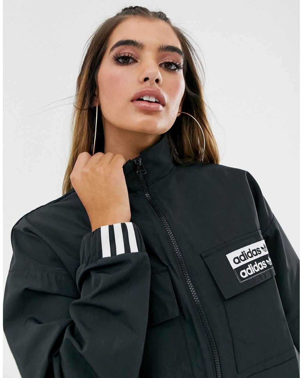 adidas Originals Ryv Cropped Jacket in Black Lyst