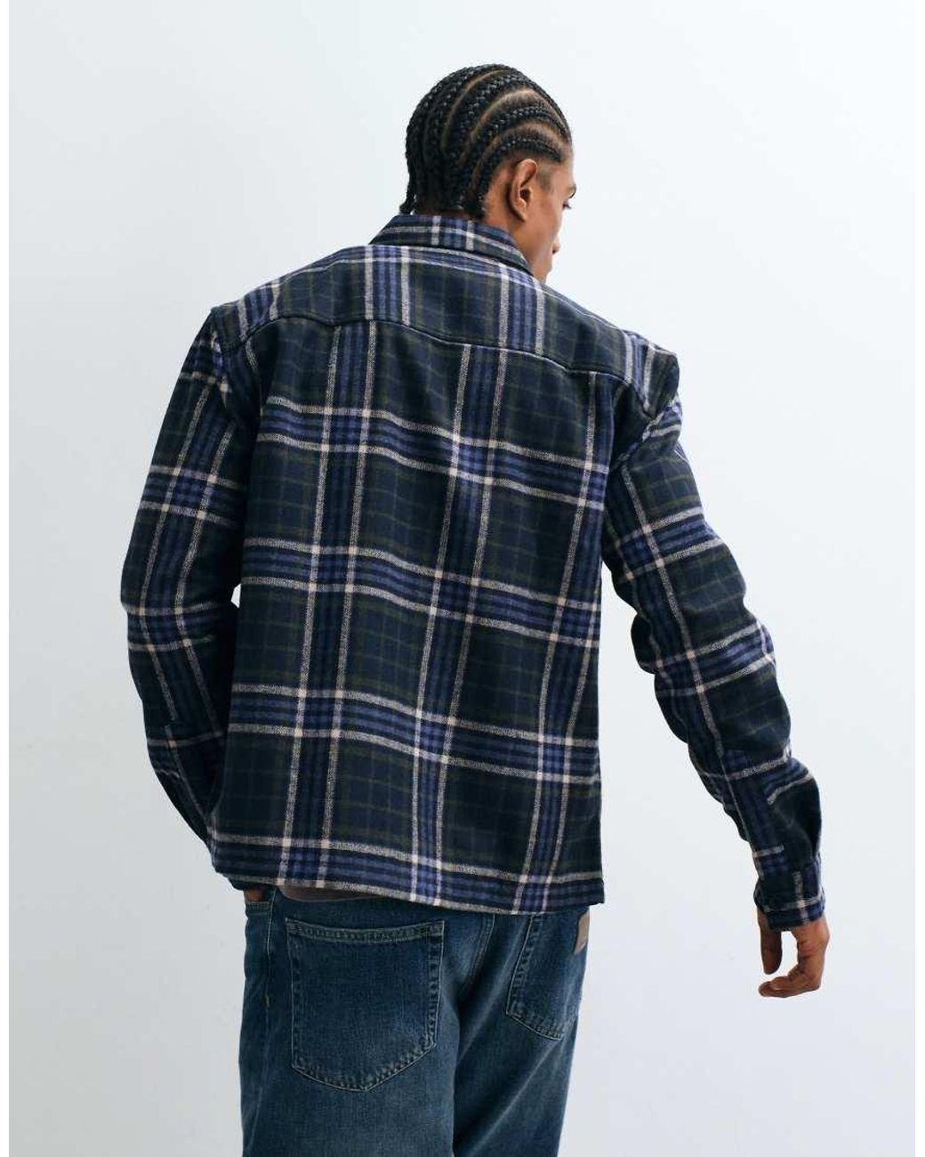 Farah Blue Asher Zip Through Logo Check Logo Fleece for men