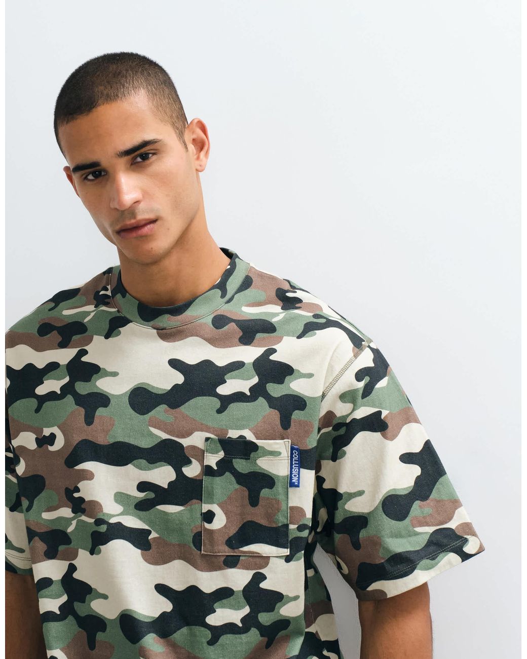 Collusion Green Boxy Tee for men