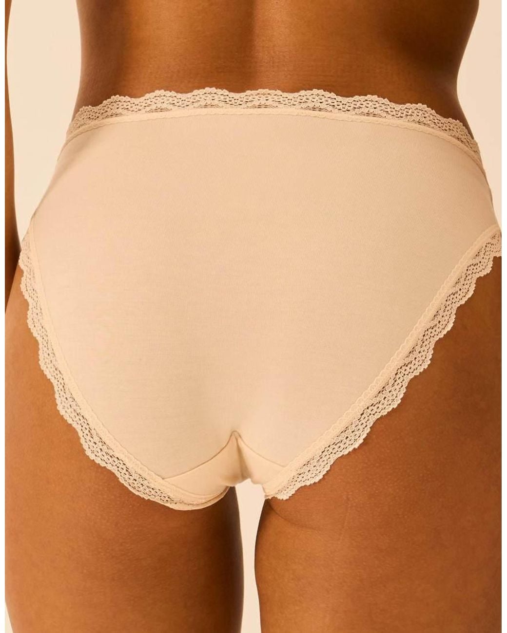 Stripe & Stare Natural Mid Rise High Leg Knicker Four Pack