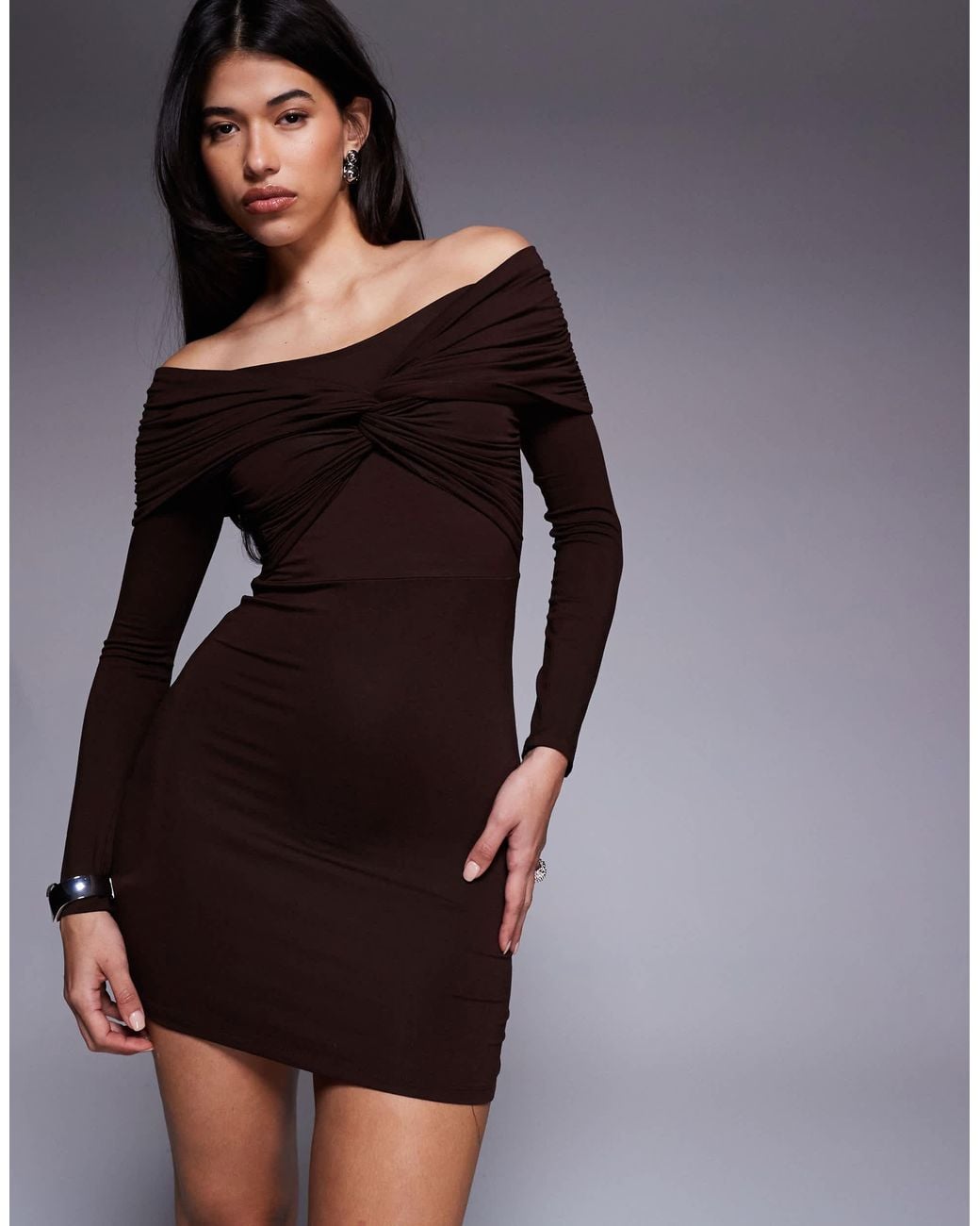 knee length dresses for ladies Plus Size Ribbed Long Sleeve Mock neck Mini Bodycon Dress – Wholesale  Capella Apparel main image 0