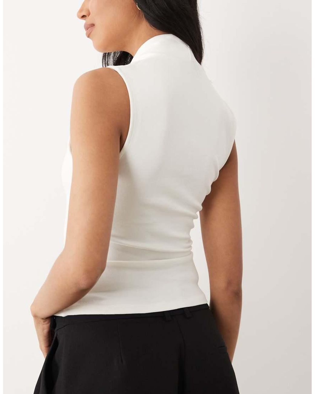 ASOS White Compact Cotton Plunge Top