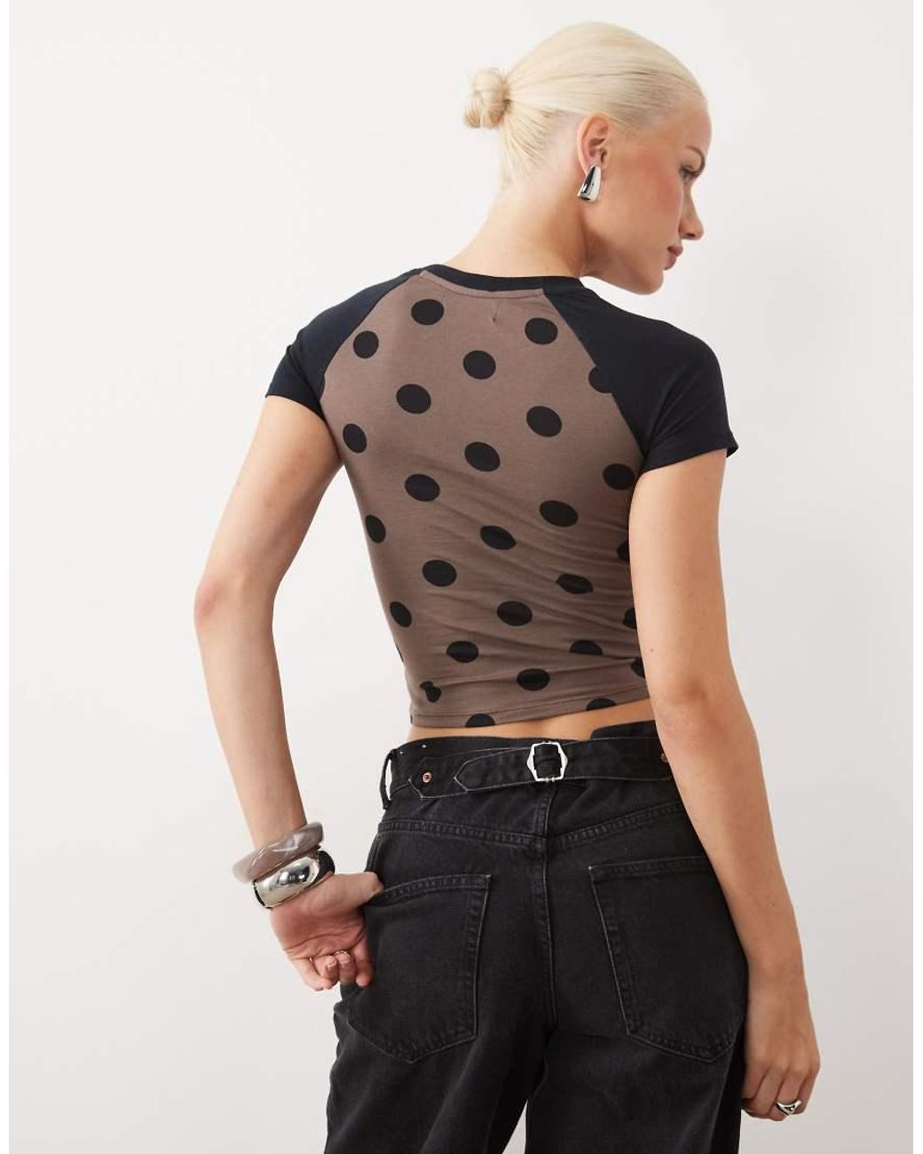Motel Black Agneta Polka Dot Baby Tee