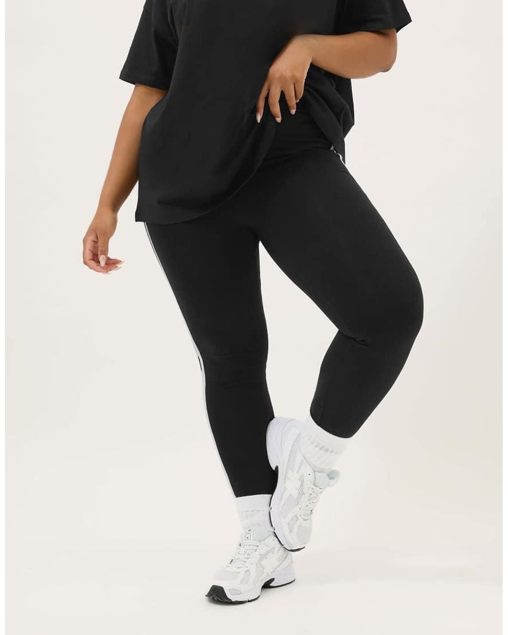 Yours Clothing White Side Stripe Active Leggings