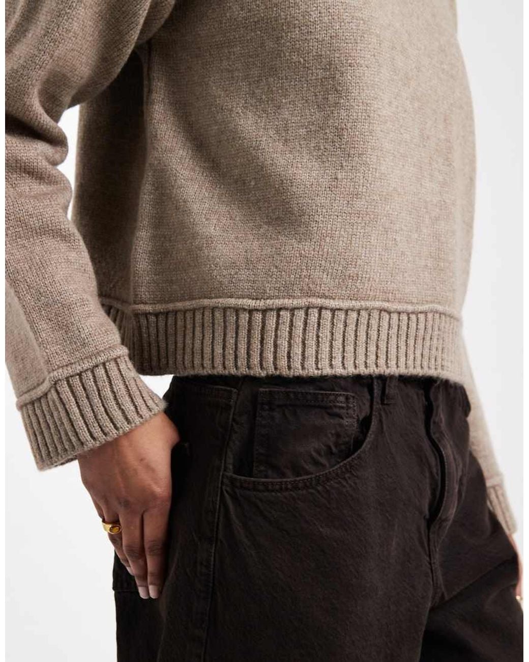 ASOS Gray Knitted Jumper With Wide Rib Detailing