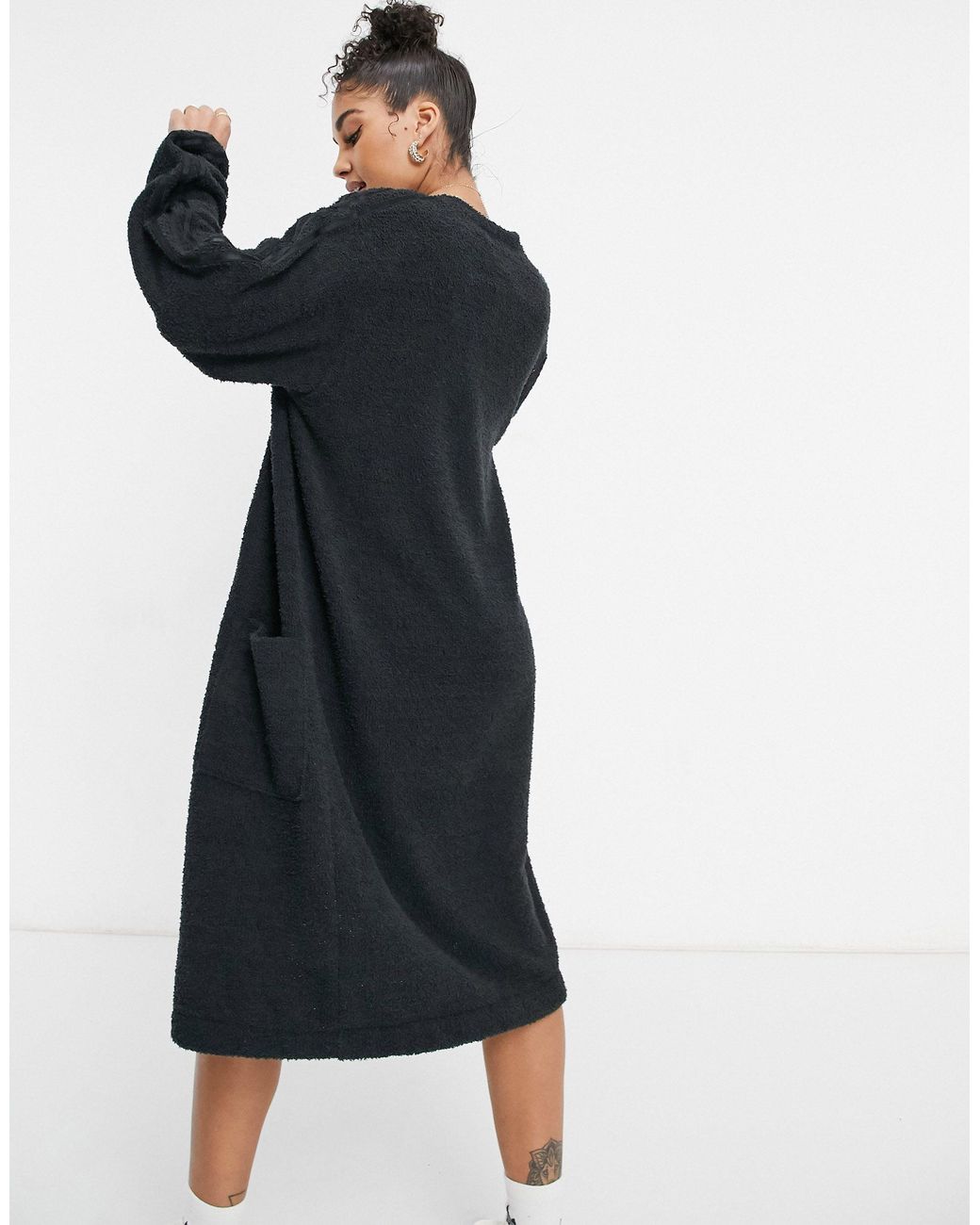 adidas Originals 'relaxed Risqué' Fluffy Knit Oversized Cardigan in Black |  Lyst