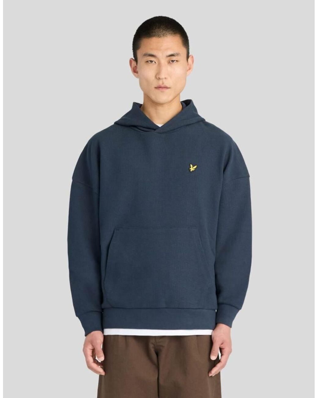 Lyle & Scott Blue Mid Layers Geo Rib Hoodie for men