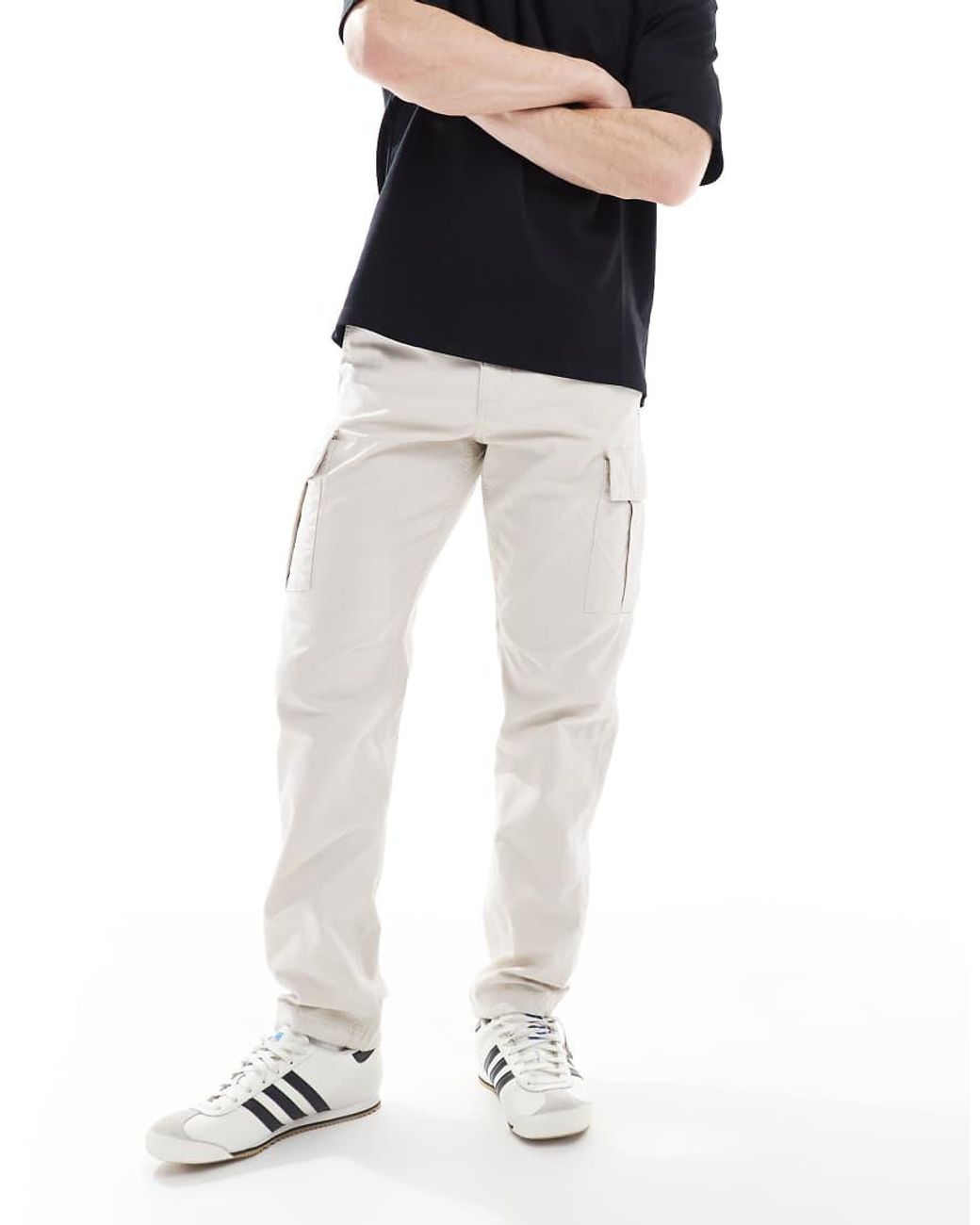 Jack & Jones White Loose Fit Cargo Trouser for men