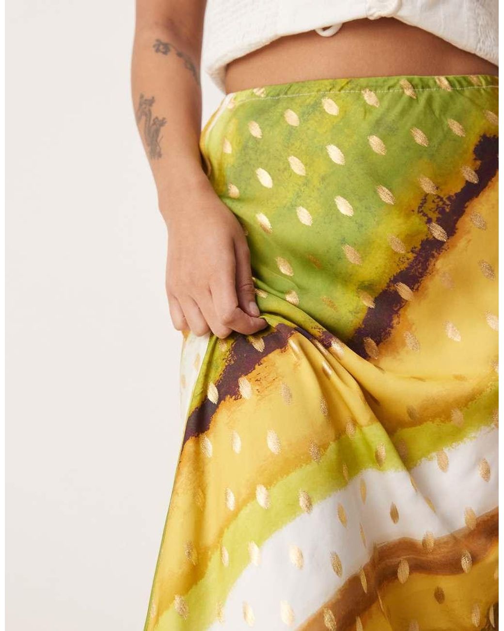 Never Fully Dressed Metallic Petite Dorris Satin Fleck Maxi Skirt