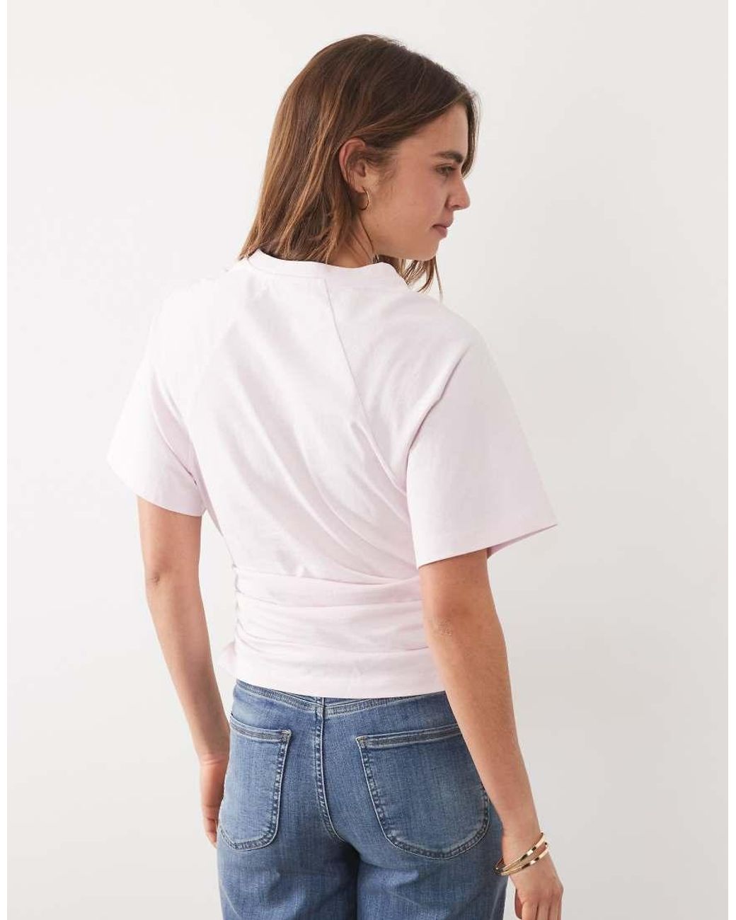 ASOS White Cape Sleeve With Cinched Waist Top