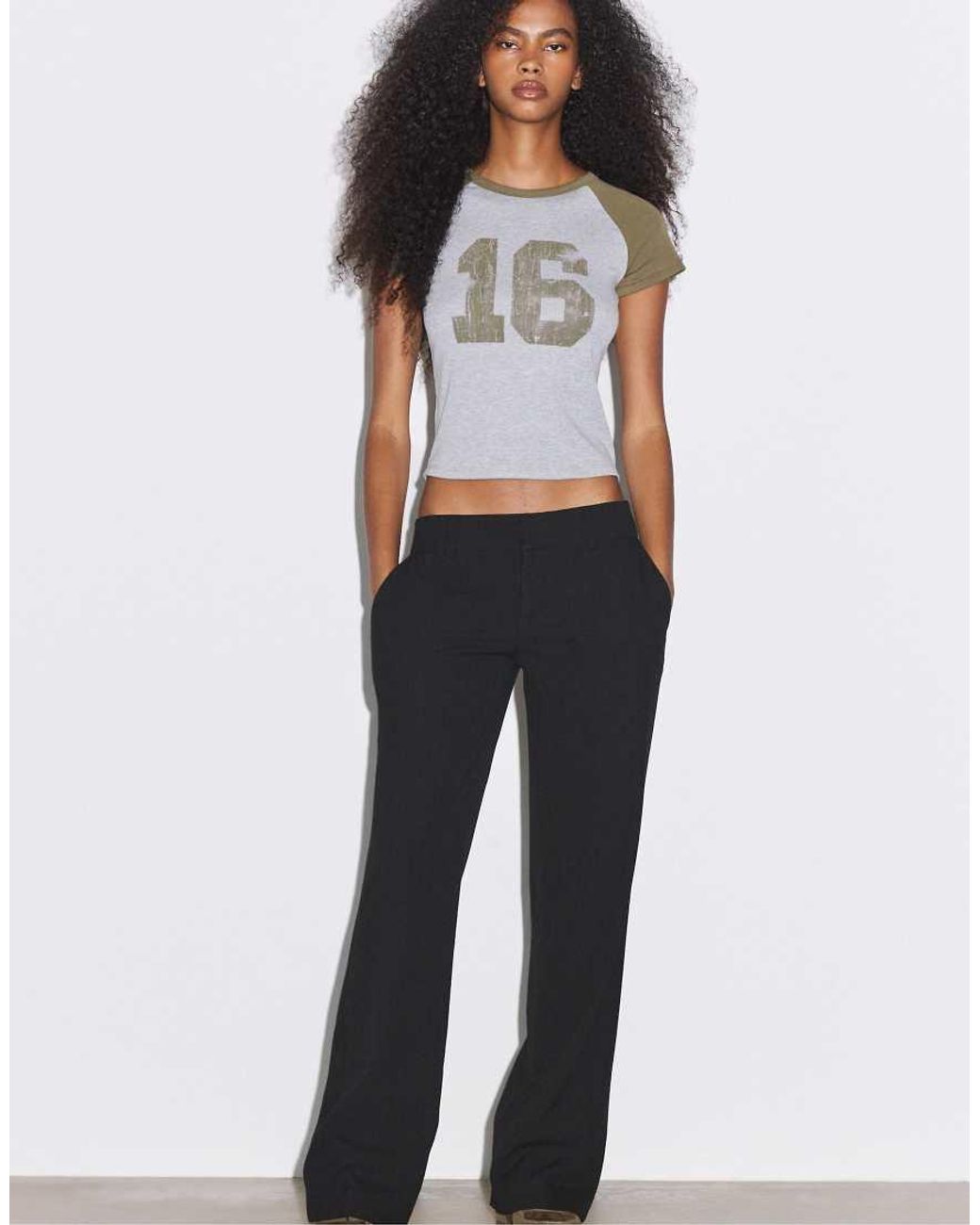 Stradivarius Black Low-rise Smart Trousers With Back Detail