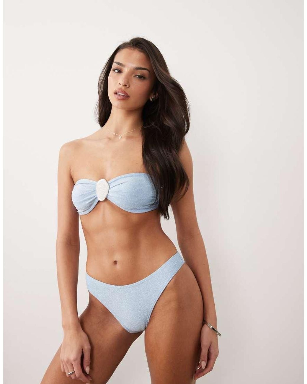 South Beach Blue Glitter Bandeau Bikini Top