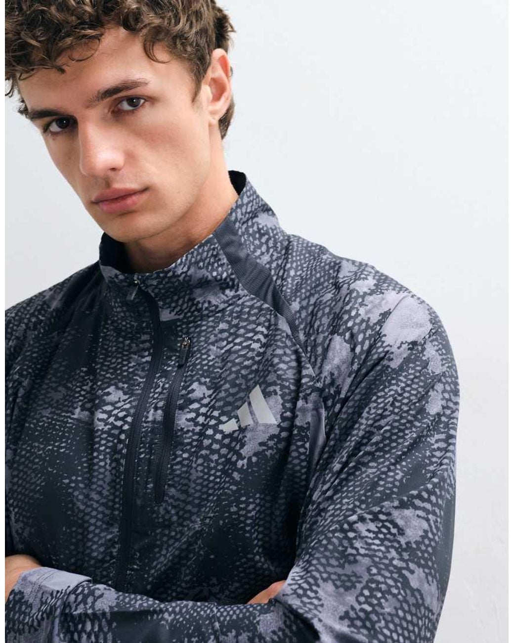 Adidas Originals Blue Adidas Running Graphic Jacket for men