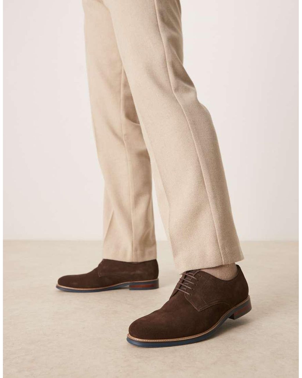 Dune Natural Stanley Suede Brogues Shoe for men