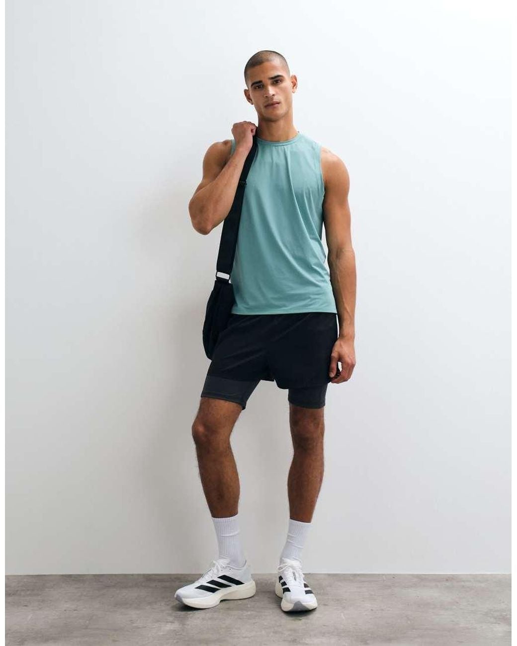 4505 Blue Icon Active Quick Dry Base Layer Training Half Tight With Phone Pocket for men