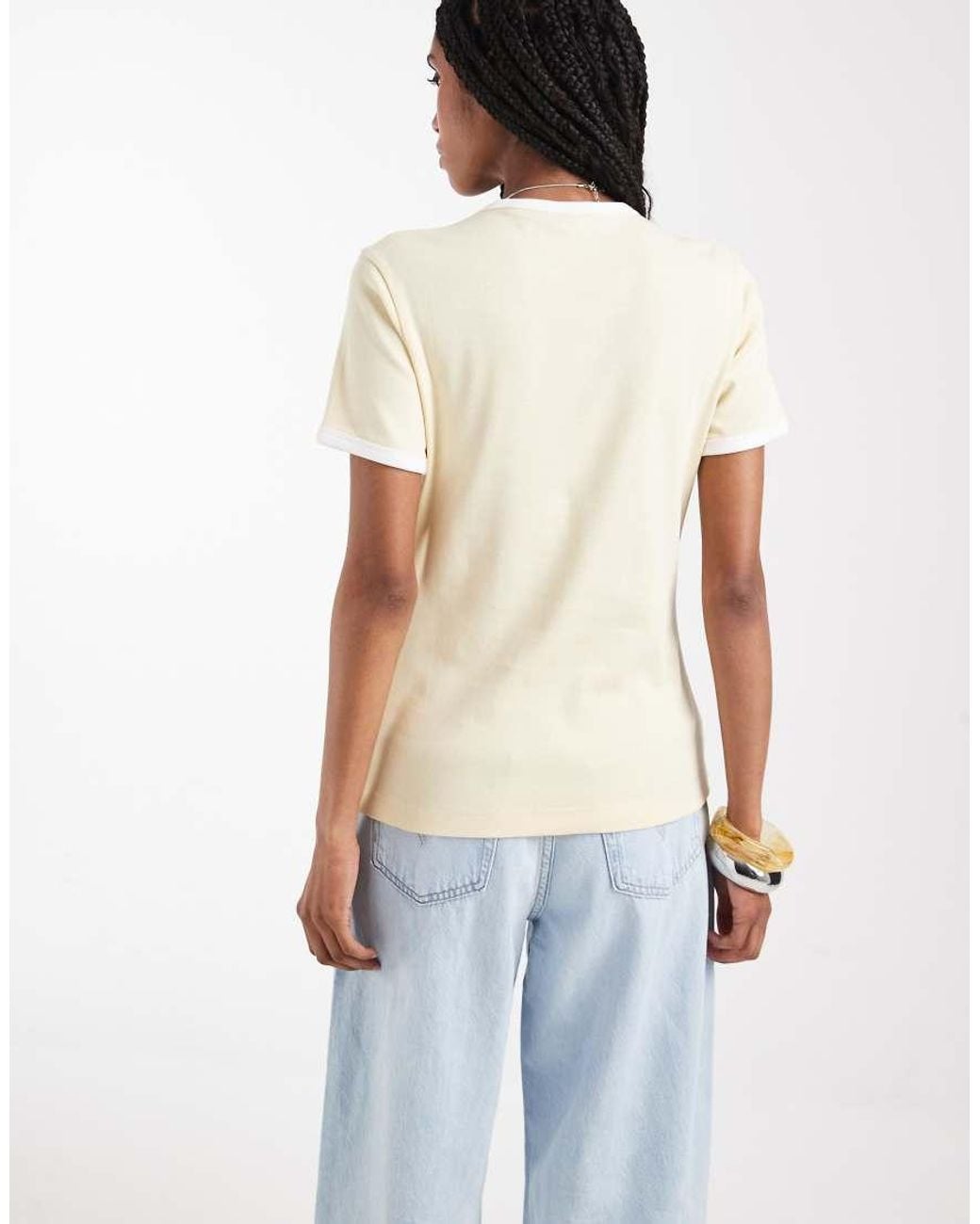 ARKET White Slim Fit Ribbed T-shirt With Trim