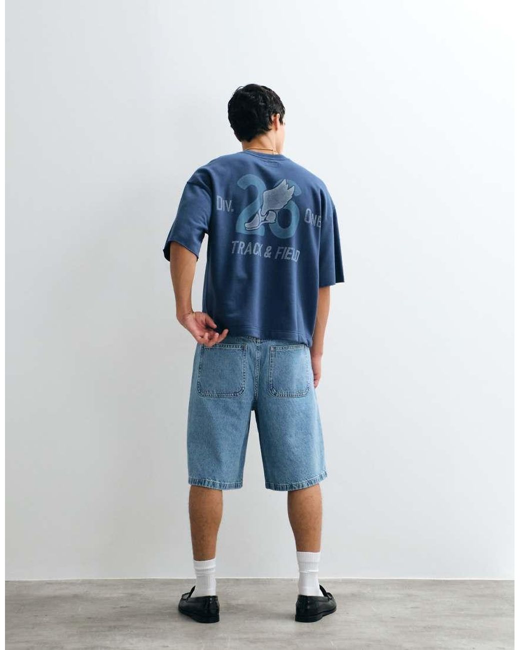 Hollister Blue Sport Back Graphic Oversized T-shirt for men