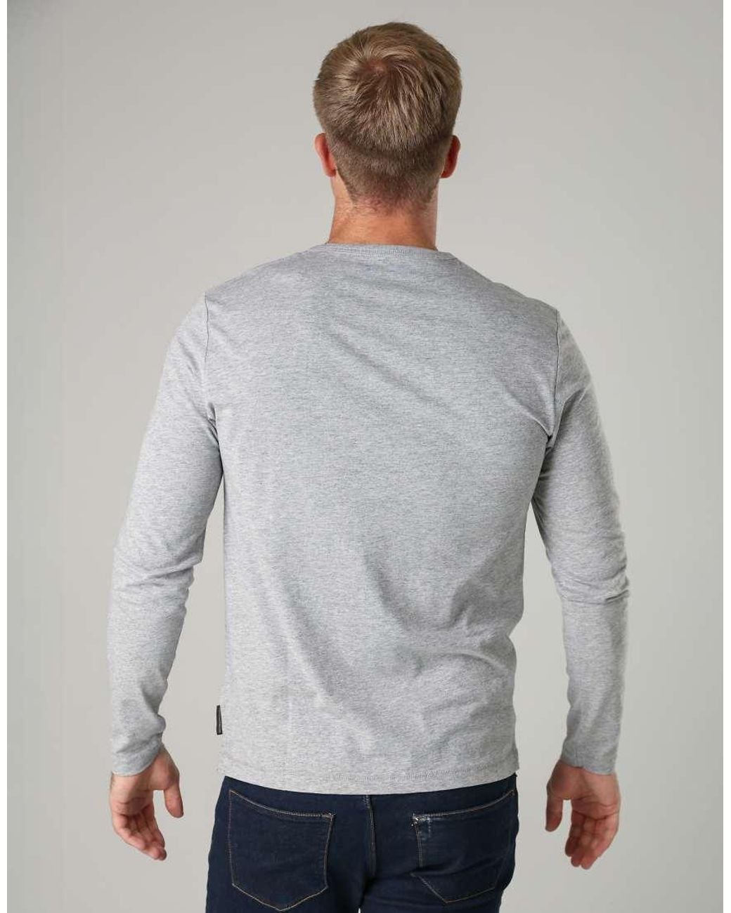 French Connection Blue 3 Pack Cotton Crew Neck Long Sleeve T-Shirts for men