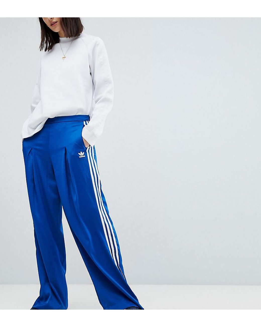 adidas Originals Fashion League Wide Leg Track Pants In Bright Blue | Lyst  UK