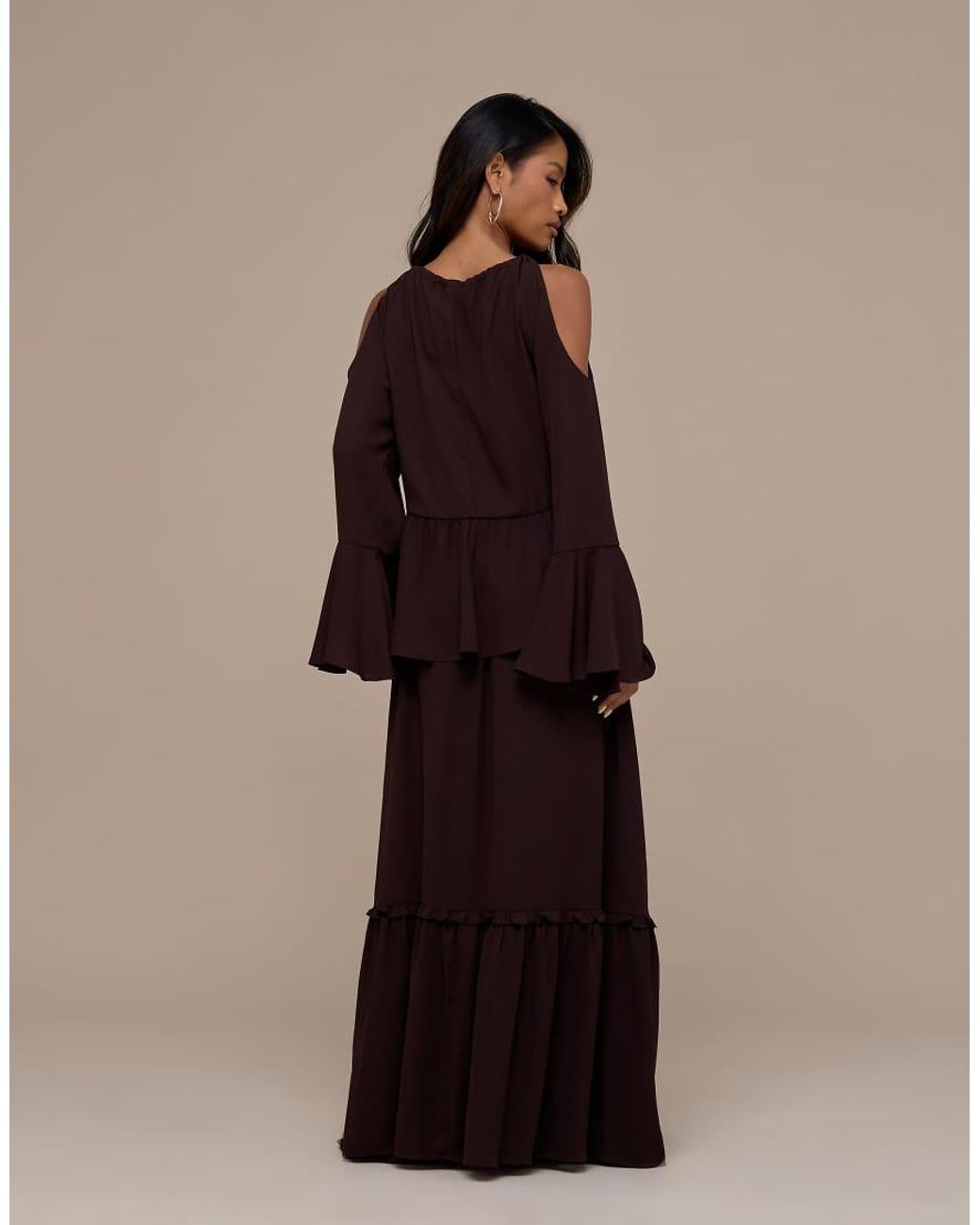 Wanderdoll Brown Meadow Tiered Maxi Skirt Co-ord