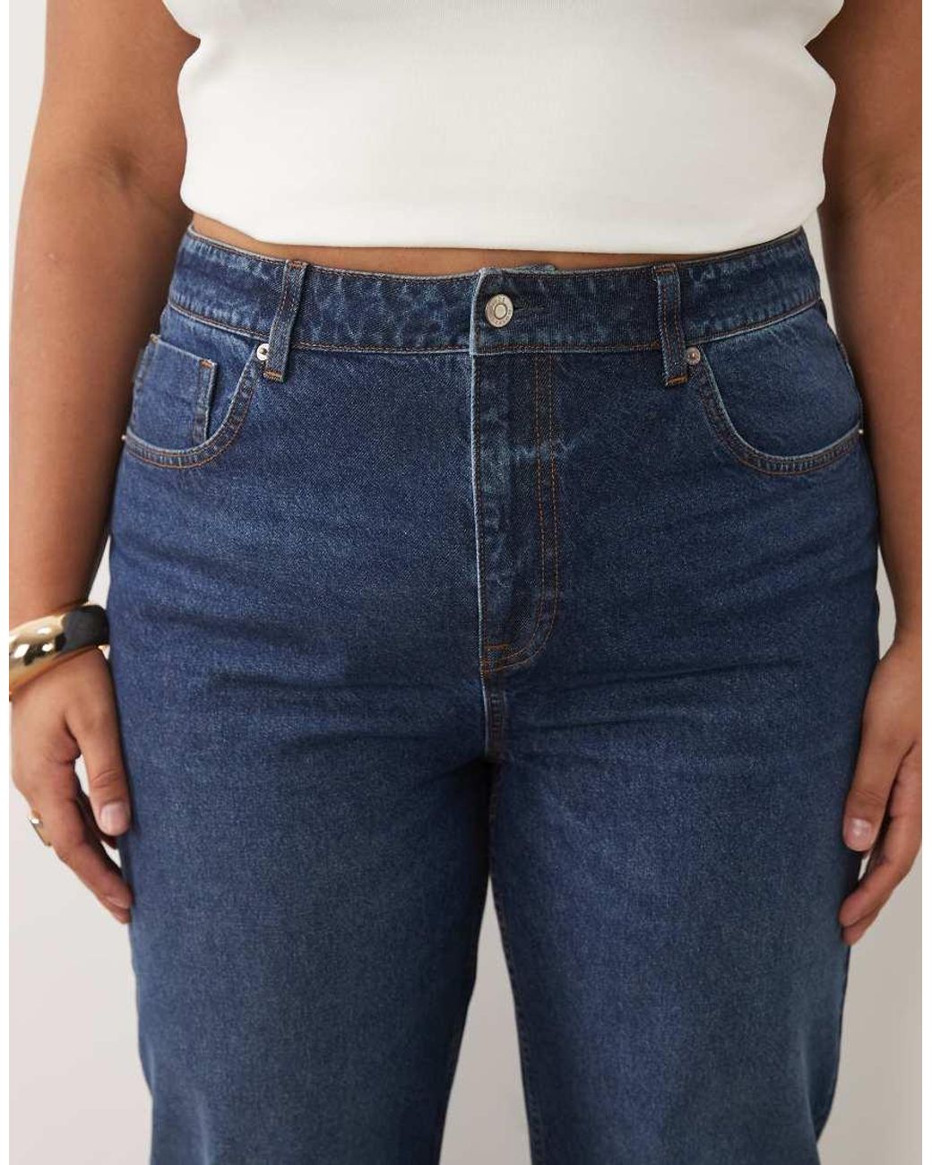 ASOS Blue Asos Design Curve Straight Wide Leg Jeans