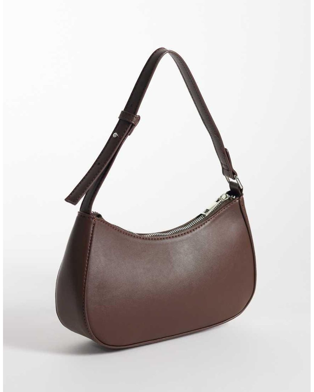 Pieces Brown Leather Look Shoulder Bag