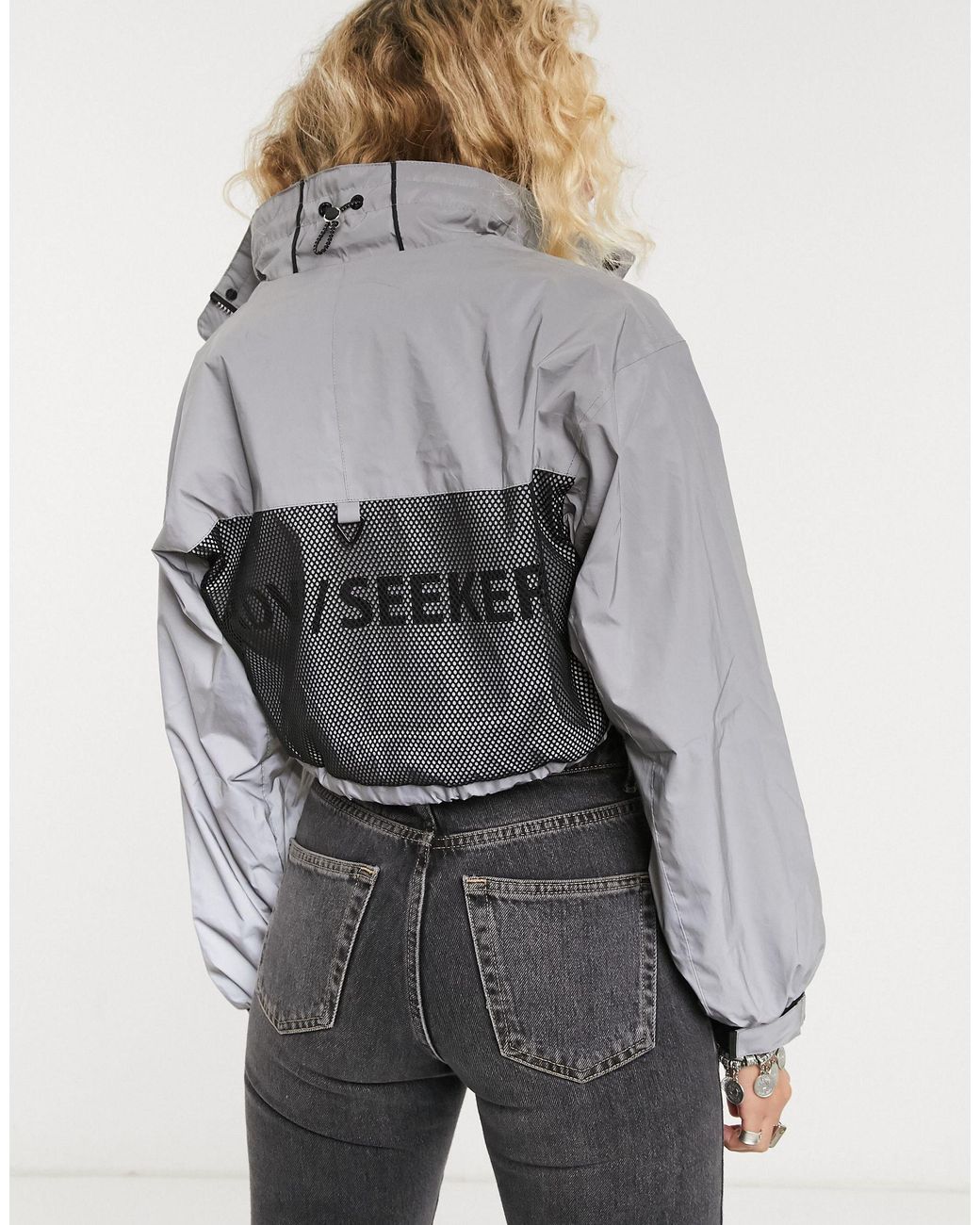 Bershka Reflective Windbreaker Jacket in Gray | Lyst