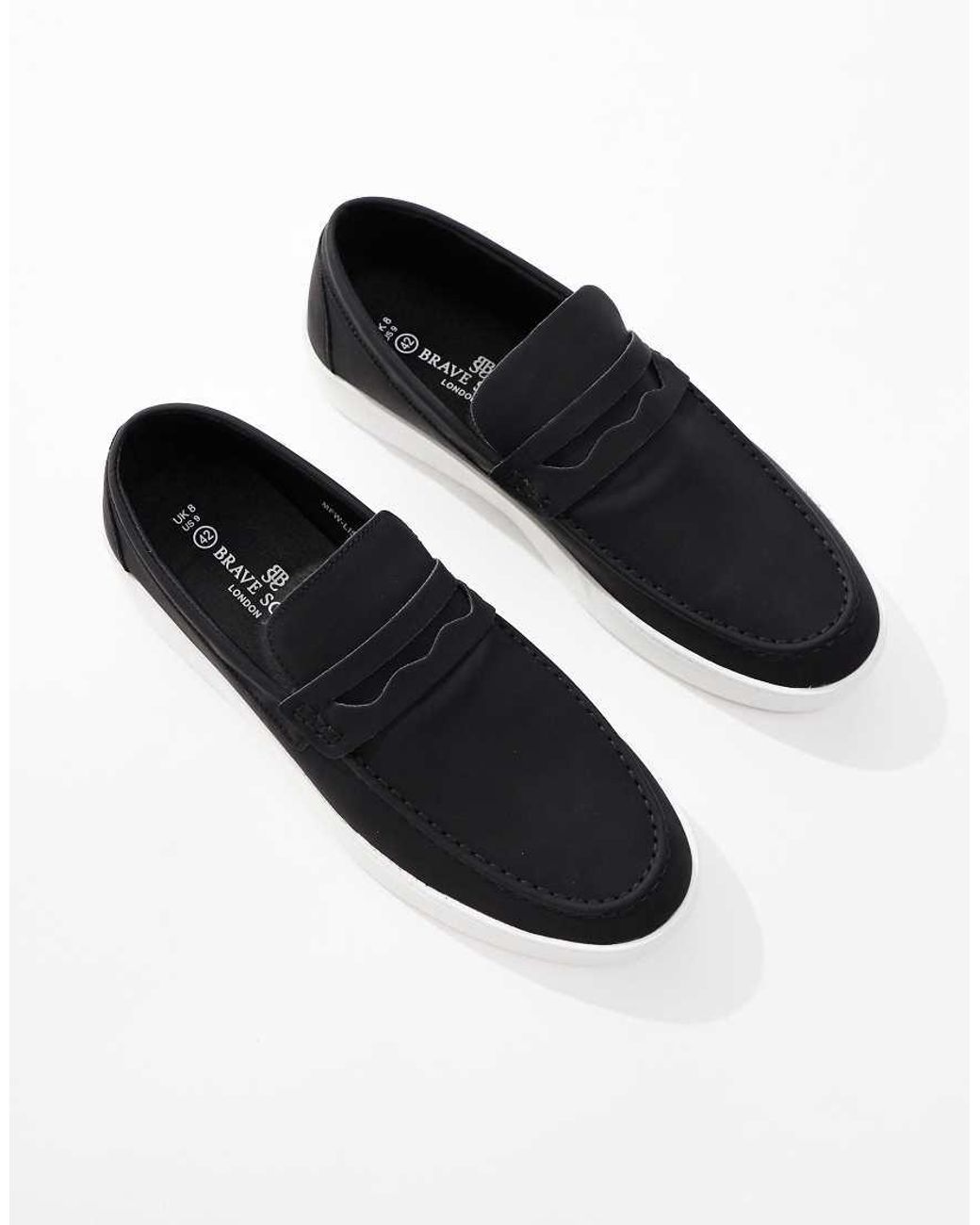 Brave Soul White Faux Suede Loafers for men
