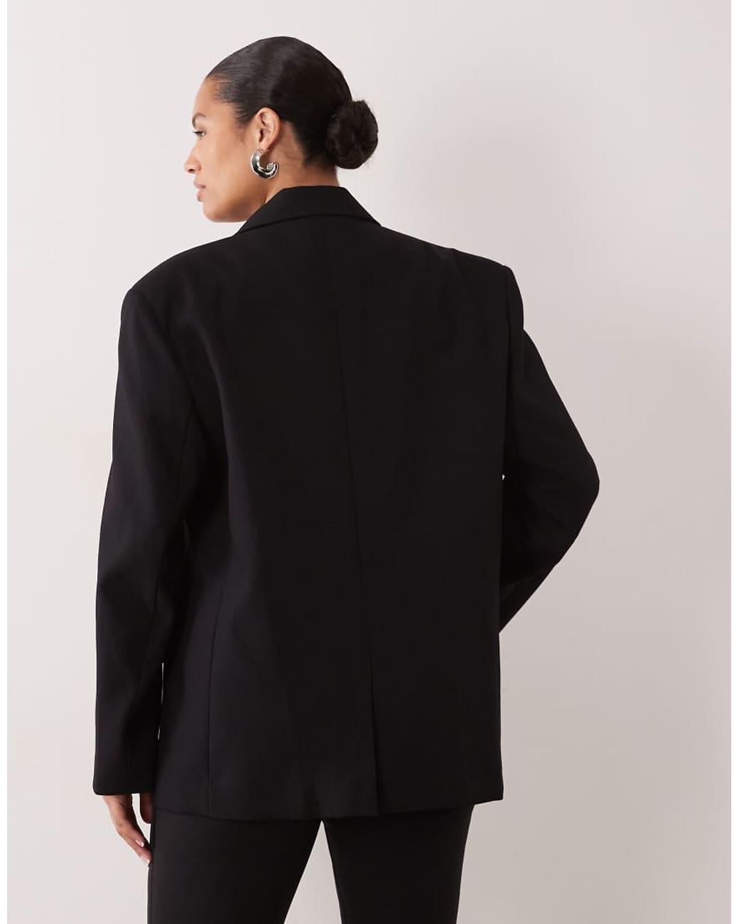 ASOS Black Curve Tailored Strong Shoulder Double Breasted Blazer