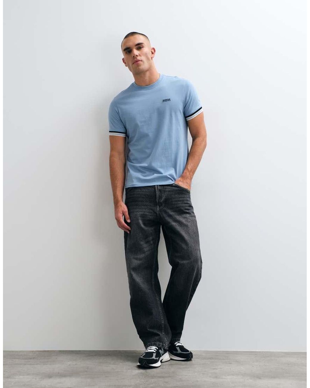 Barbour Blue Newport Short Sleeve Tipped Logo T-shirt for men