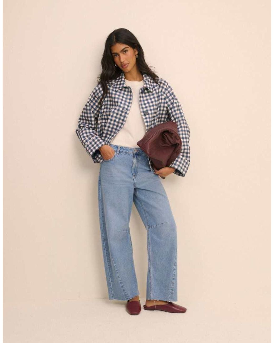 Nobody's Child Blue Mid Rise Subtle Barrel Jeans