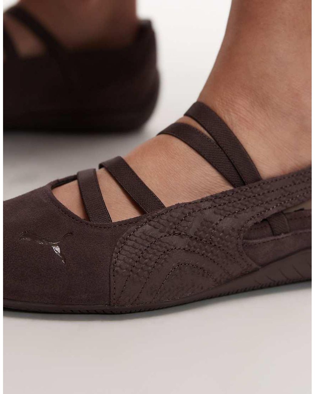 PUMA Brown Speedcat Python Ballet Flats