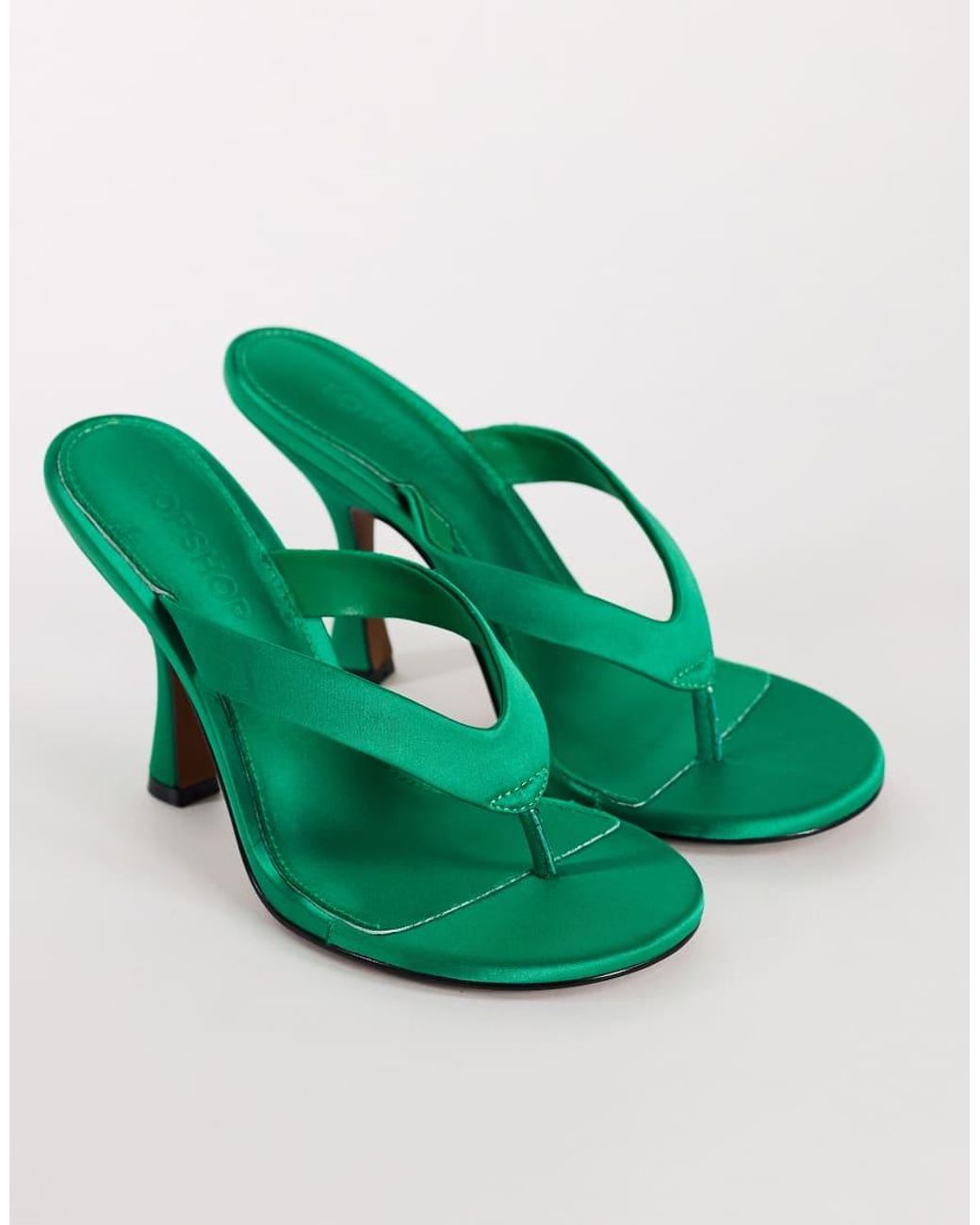 TOPSHOP Green Nina Toe Thong Heeled Sandal