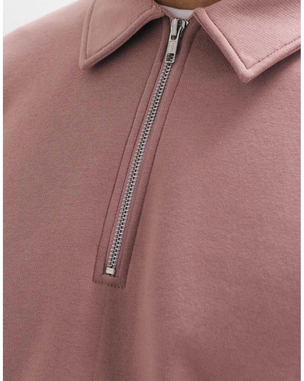 Básicos Polo Con Cremallera De Cuarto-Rosa ASOS de hombre de color Pink