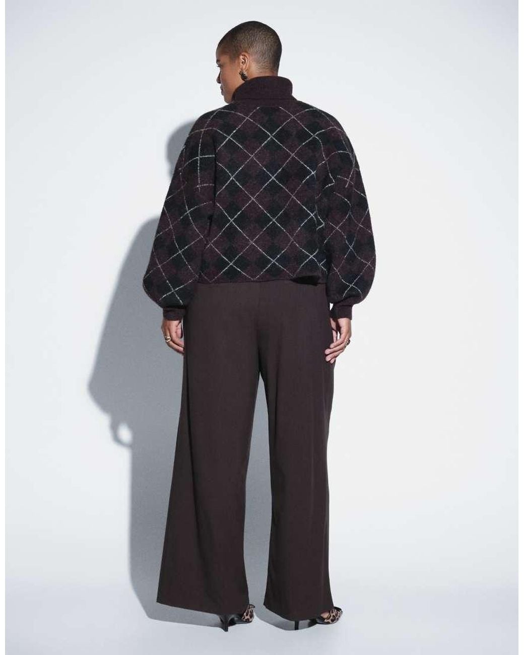 ASOS Black Curve Tailored Fold Over Waist Trouser