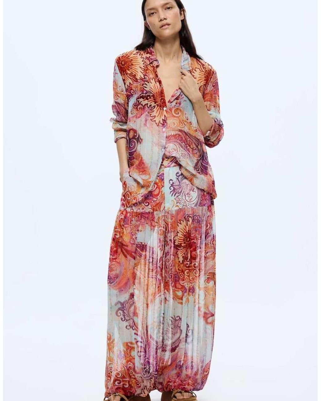 Desigual Red Paisley Printed Shirt
