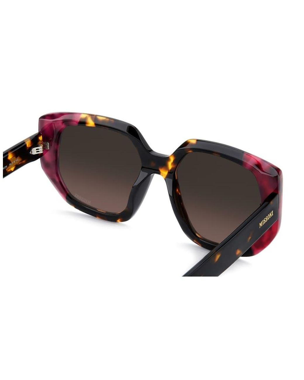Missoni Sunglasses Brown Oversized Angular Sunglasses With Plum Shaded Lenses