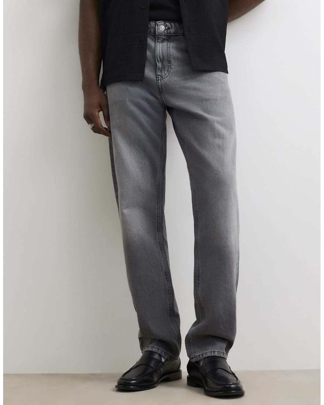 River Island Blue Straight Leg Jeans for men