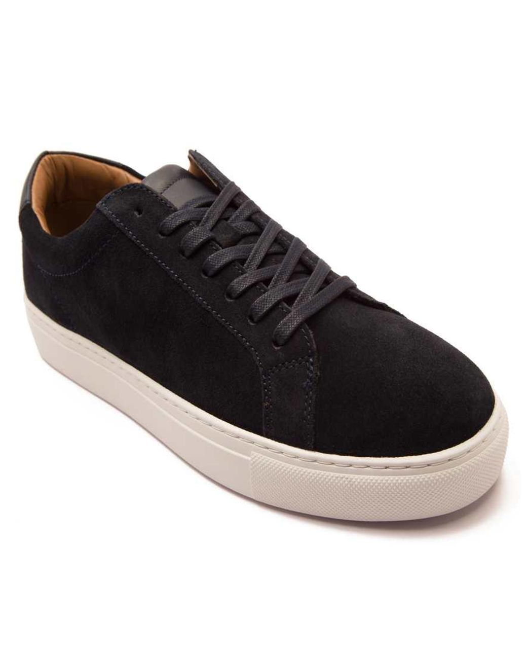 Thomas Crick Black 'Evers' Casual Lace-Up Suede Leather Sneakers for men