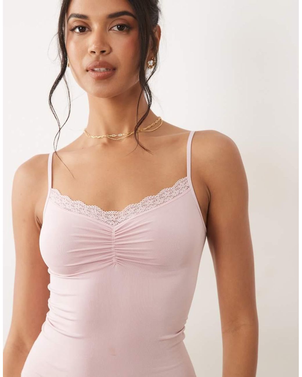 ASOS Pink Seamless Lace Detail Cami Vest