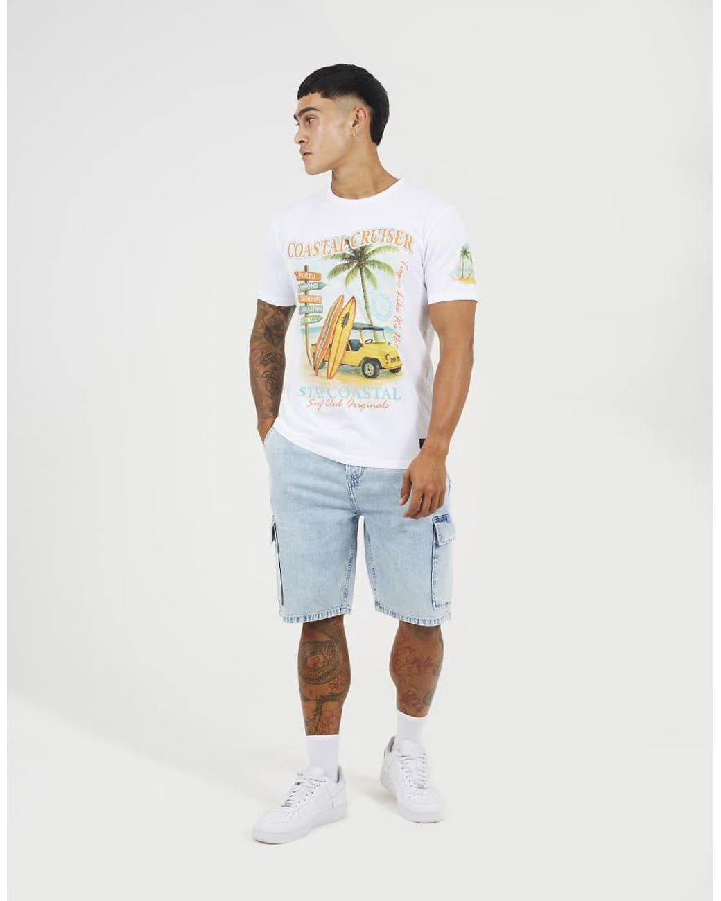 Brave Soul White Cotton Jersey Graphic T-Shirt for men